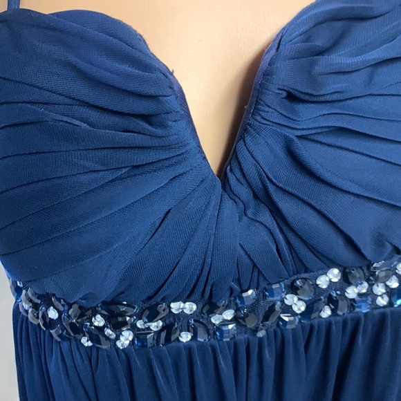Formal Cocktail Short Navy Blue Beaded Dress women size L - Picture 9 of 14